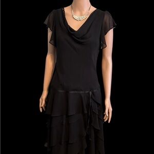 S.L. Fashions Black Layered Chiffon Dress